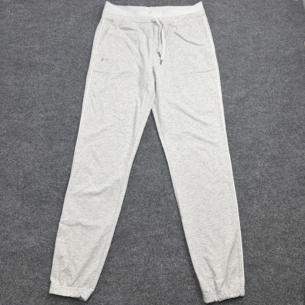 Under Armour Mens Joggers Size Small S Gray Fleece Sweatpants Drawstring Pants
